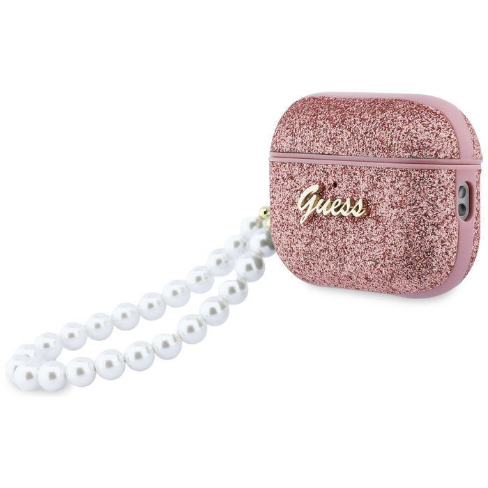 Калъф Guess с брокат и перла за AirPods Pro 3 - розов