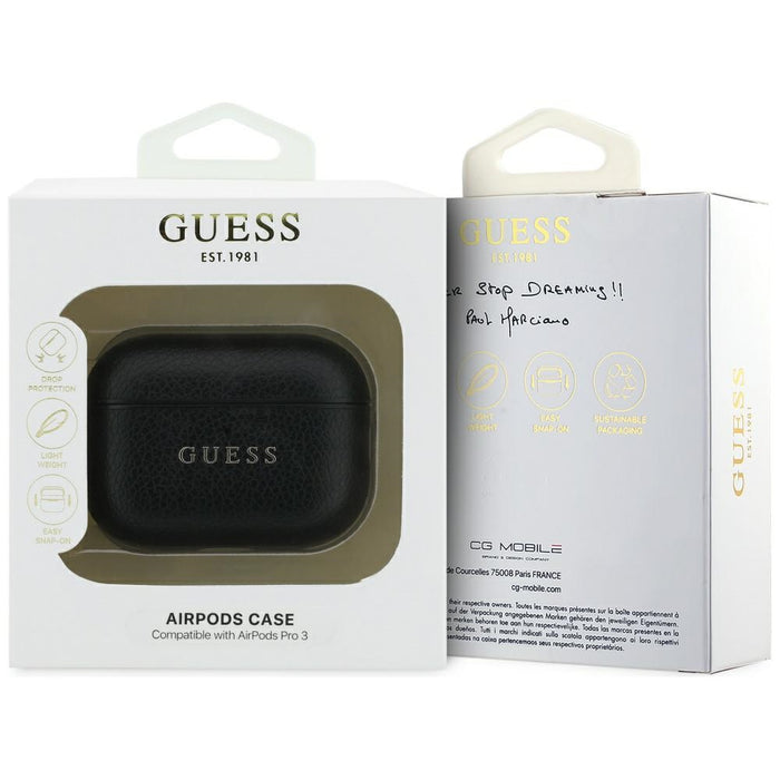 Калъф Guess Grained Classic Logo за AirPods Pro 3 - черен