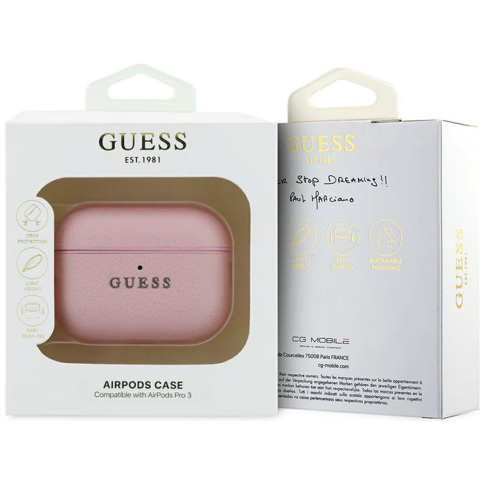 Калъф Guess Grained Classic Logo за AirPods Pro 3 - розов