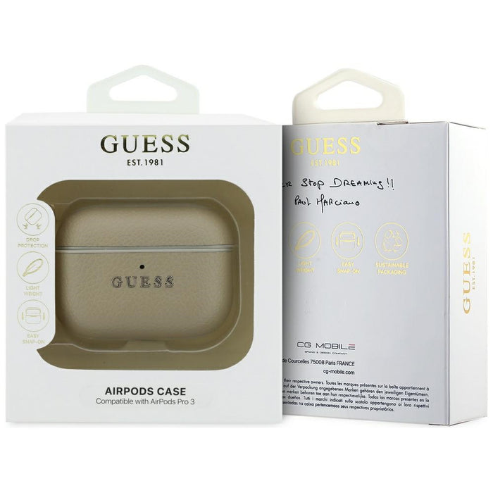 Калъф Guess Grained Classic Logo Hook за AirPods Pro 3 - златист