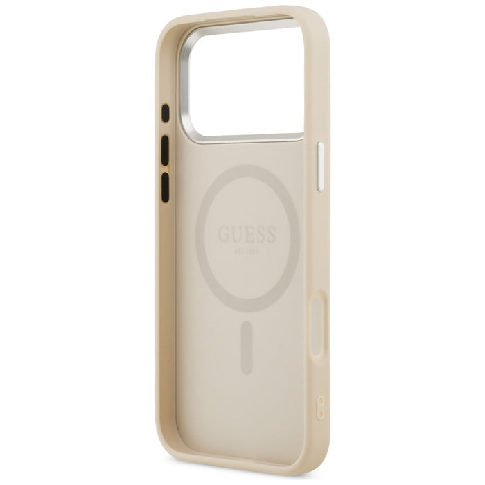 Калъф Guess с триъгълно лого MagSafe за iPhone 17 Pro - бежов