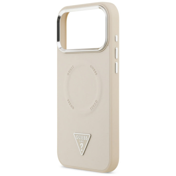 Калъф Guess с триъгълно лого MagSafe за iPhone 17 Pro - бежов