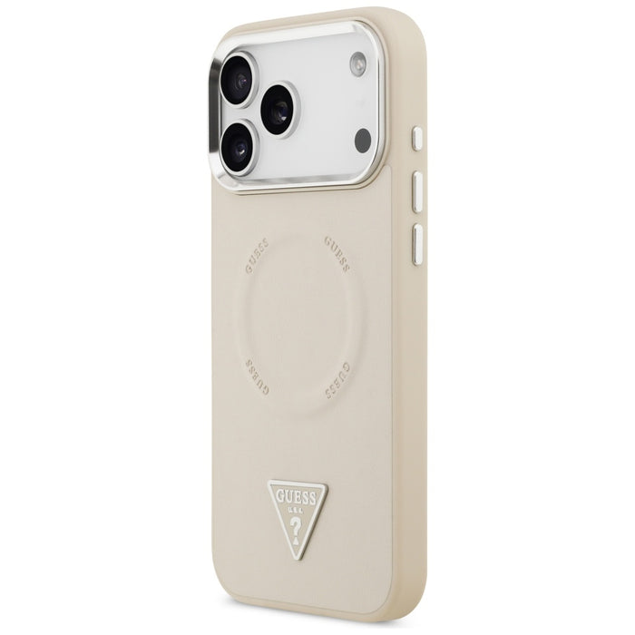 Калъф Guess с триъгълно лого MagSafe за iPhone 17 Pro - бежов