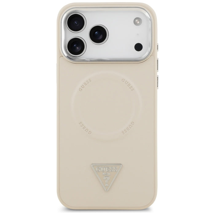 Калъф Guess с триъгълно лого MagSafe за iPhone 17 Pro - бежов