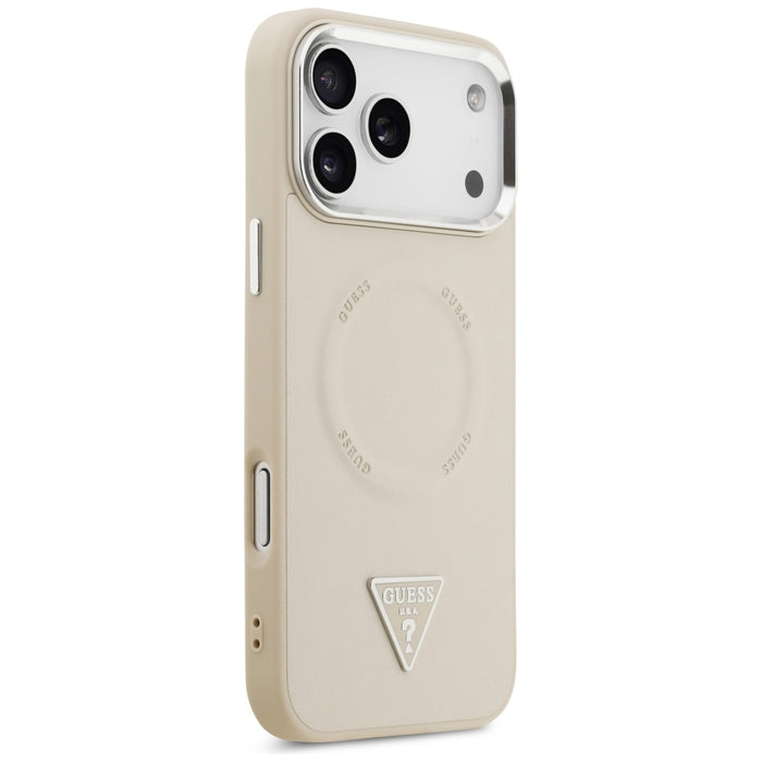 Калъф Guess с триъгълно лого MagSafe за iPhone 17 Pro - бежов
