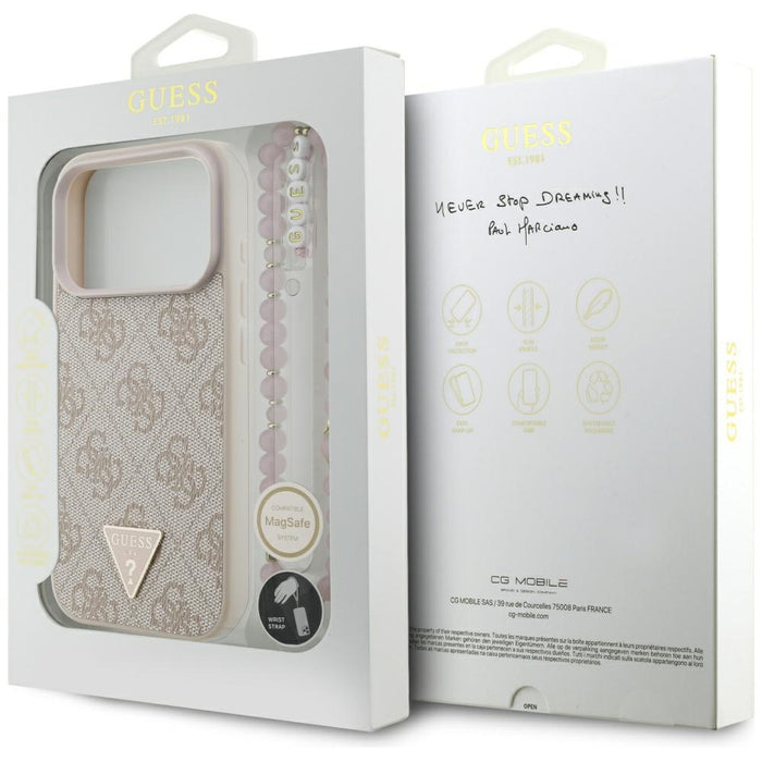 Калъф Guess 4G Strap Triangle Logo MagSafe за iPhone 17 Pro - розов