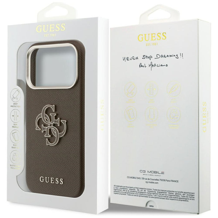 Кейс Guess FW Resin Logo за iPhone 17 Pro - кафяв