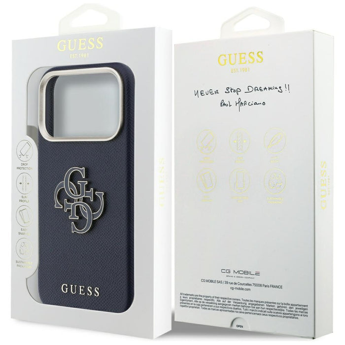 Калъф Guess FW Resin Logo за iPhone 17 Pro - син