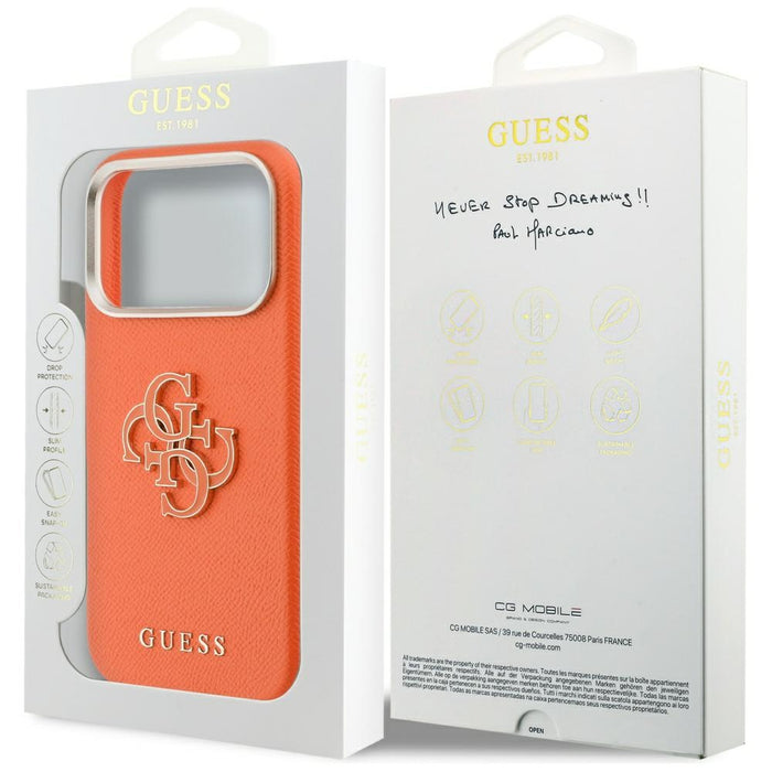 Кейс Guess FW Resin Logo за iPhone 17 Pro - оранжев