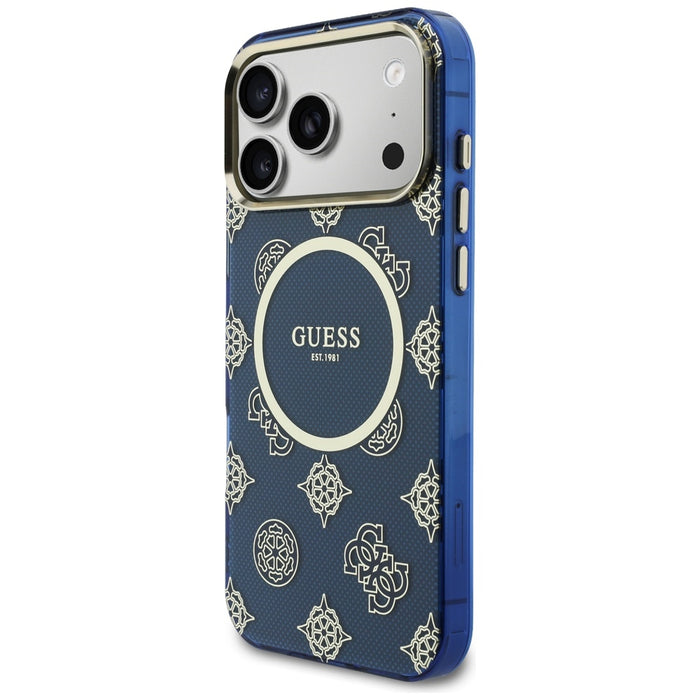 Калъф Guess IML Peony Dot MagSafe за iPhone 17 Pro Max - син