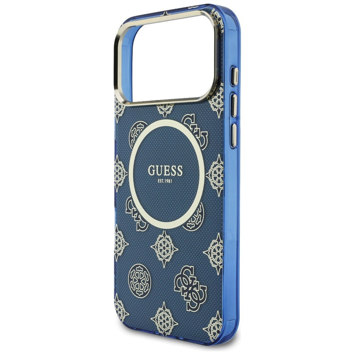 Калъф Guess IML Peony Dot MagSafe за iPhone 17 Pro Max - син