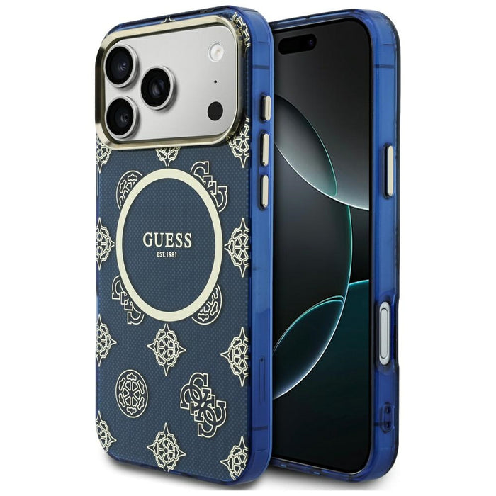 Калъф Guess IML Peony Dot MagSafe за iPhone 17 Pro Max - син