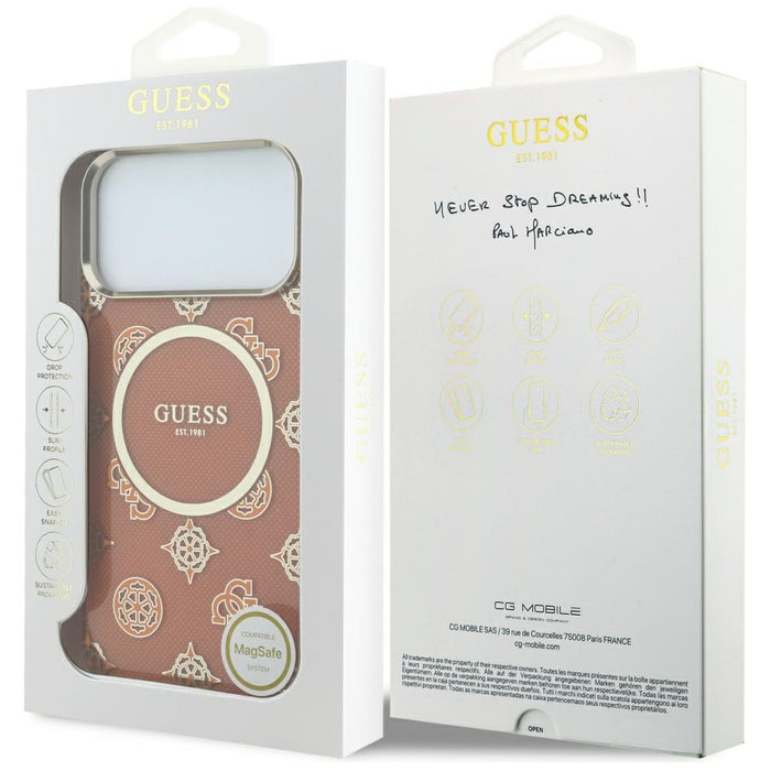 Калъф Guess IML Peony Dot MagSafe за iPhone 17 Pro Max - оранжев