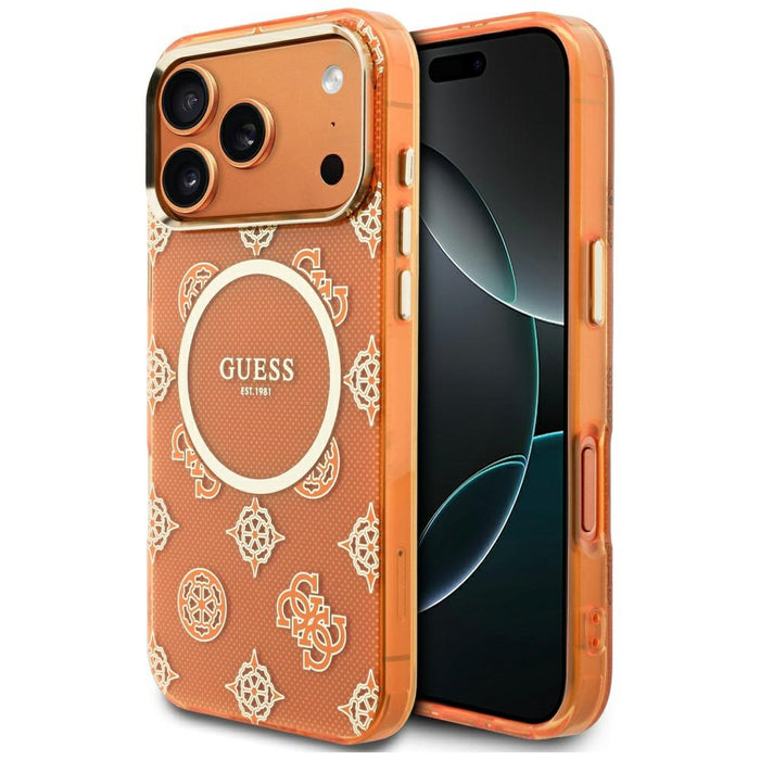 Калъф Guess IML Peony Dot MagSafe за iPhone 17 Pro Max - оранжев