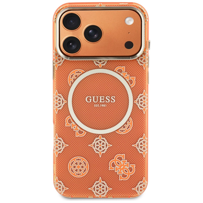 Калъф Guess IML Peony Dot MagSafe за iPhone 17 Pro Max - оранжев