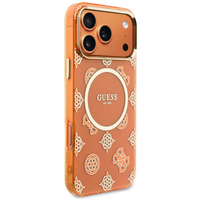Калъф Guess IML Peony Dot MagSafe за iPhone 17 Pro Max - оранжев