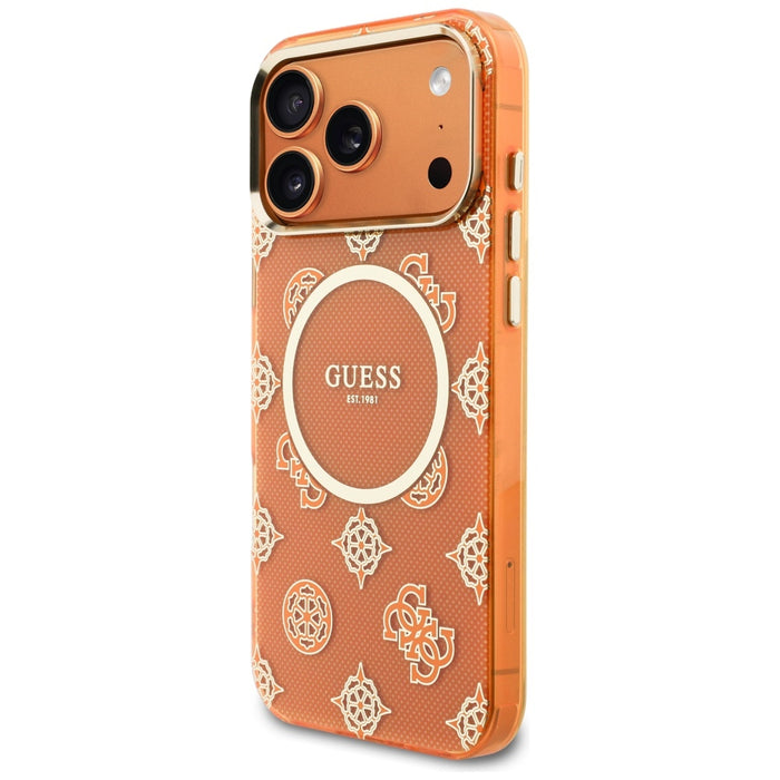 Калъф Guess IML Peony Dot MagSafe за iPhone 17 Pro Max - оранжев