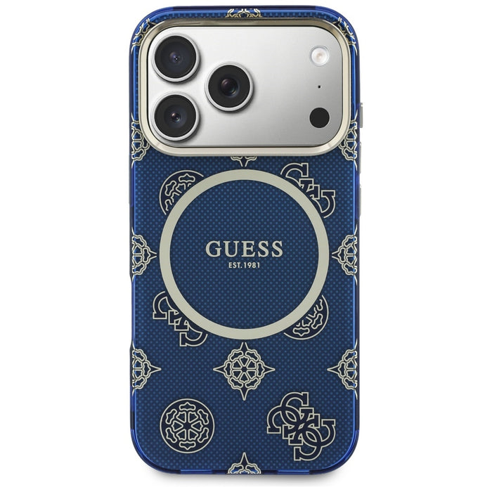 Калъф Guess IML Peony Dot MagSafe за iPhone 17 Pro - син