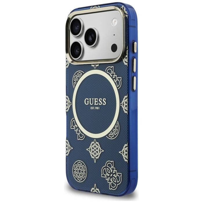 Калъф Guess IML Peony Dot MagSafe за iPhone 17 Pro - син