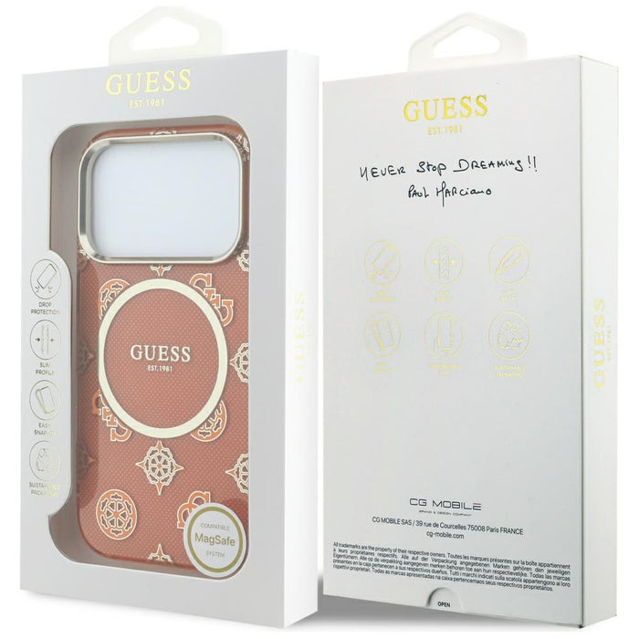 Калъф Guess IML Peony Dot MagSafe за iPhone 17 Pro - оранжев