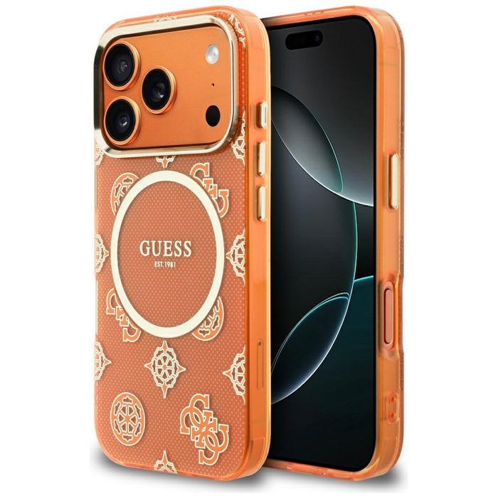 Калъф Guess IML Peony Dot MagSafe за iPhone 17 Pro - оранжев