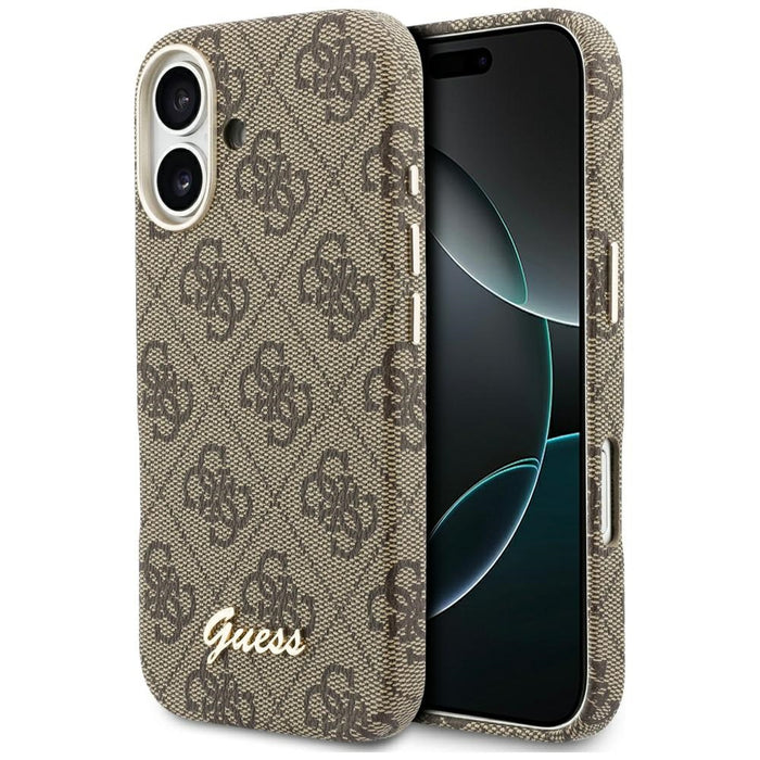 Калъф Guess 4G Script MagSafe за iPhone 17 - кафяв