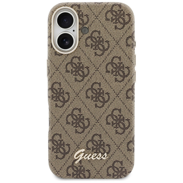 Калъф Guess 4G Script MagSafe за iPhone 17 - кафяв