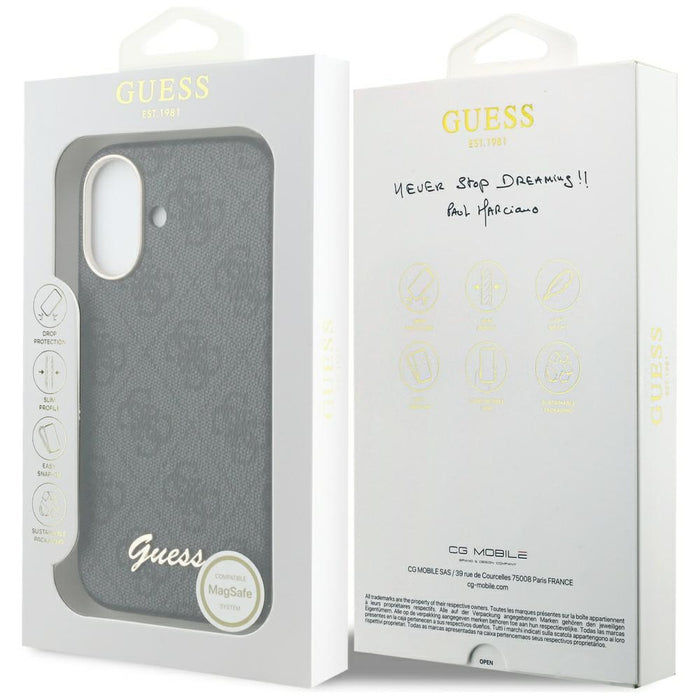 Калъф Guess 4G Script MagSafe за iPhone 17 - черен