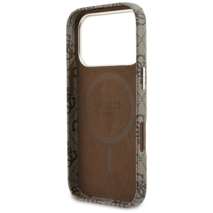 Калъф Guess 4G Script MagSafe за iPhone 17 Pro - кафяв