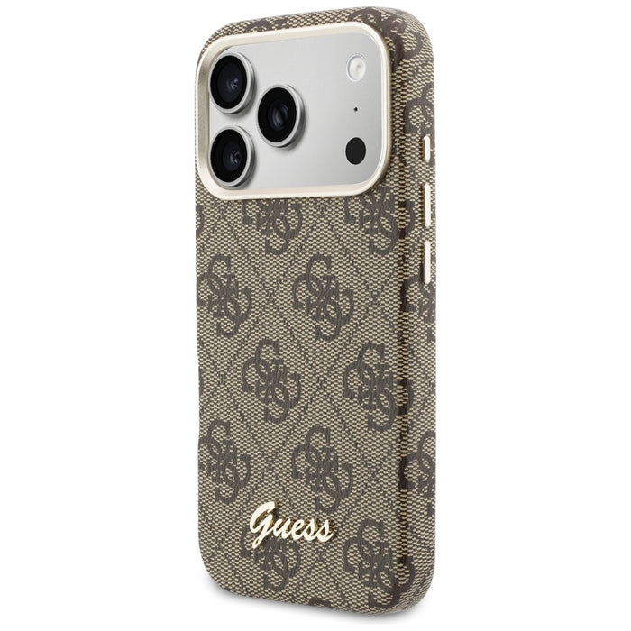 Калъф Guess 4G Script MagSafe за iPhone 17 Pro - кафяв