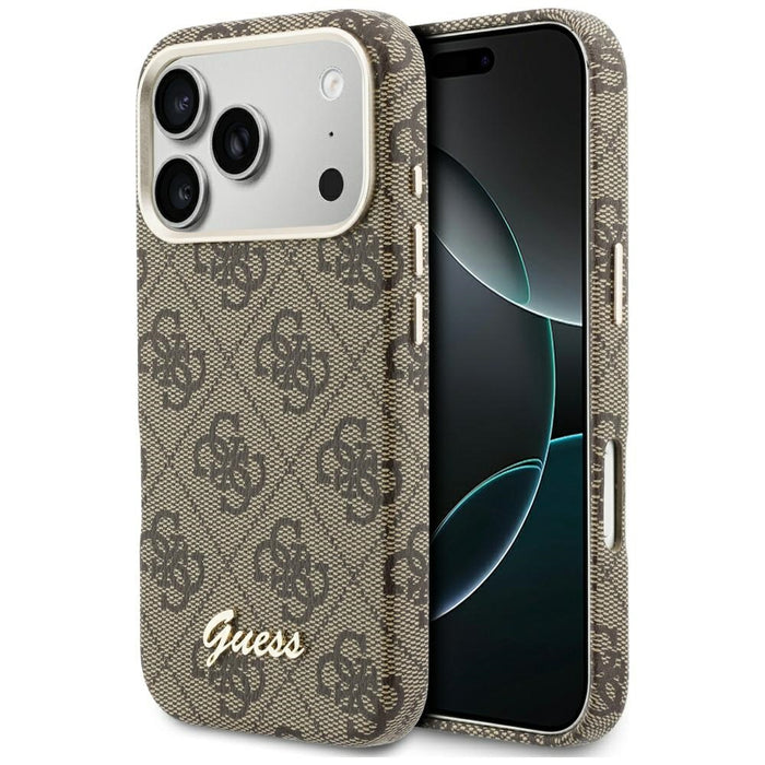 Калъф Guess 4G Script MagSafe за iPhone 17 Pro - кафяв