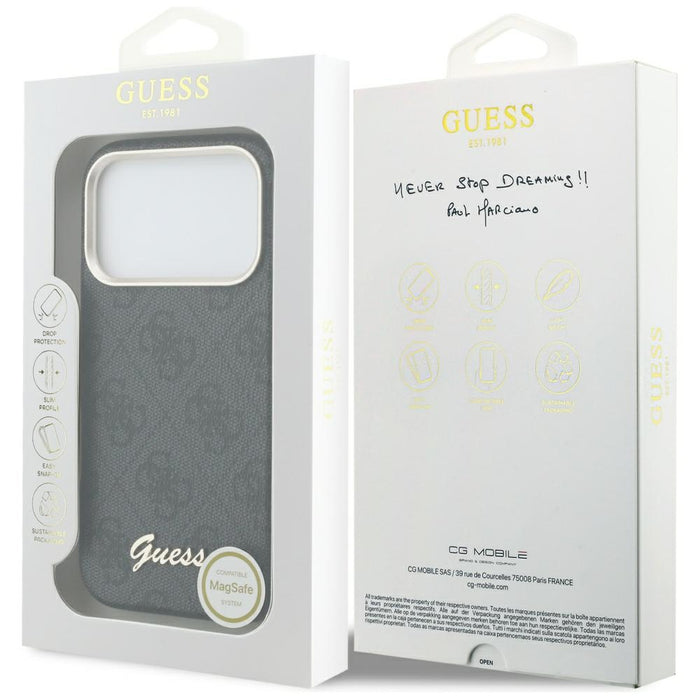 Калъф Guess 4G Script MagSafe за iPhone 17 Pro - черен