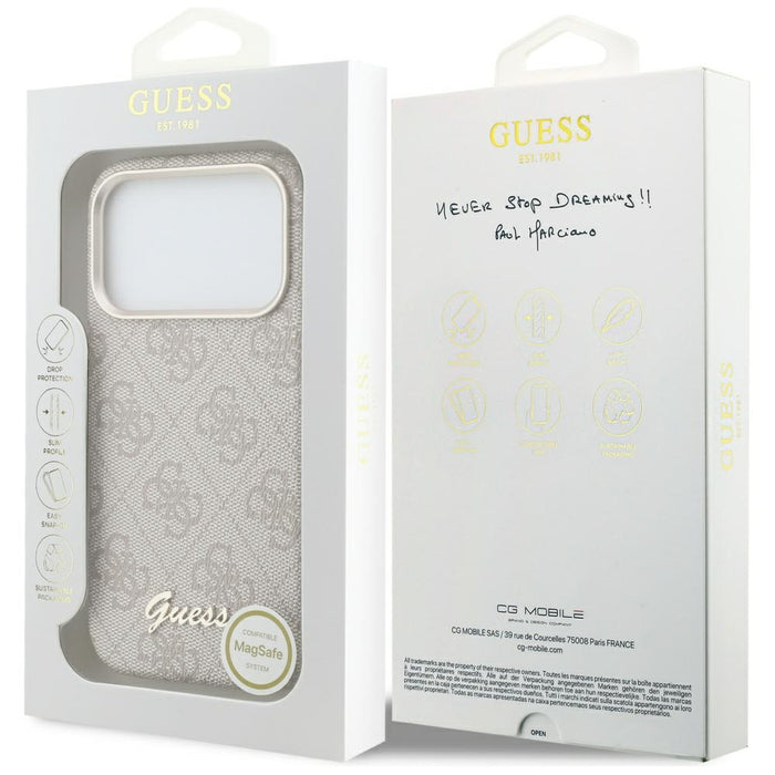 Калъф Guess 4G Script MagSafe за iPhone 17 Pro - розов