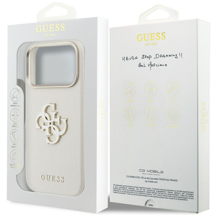 Калъф Guess FW Resin Logo за iPhone 17 Pro Max - бежов