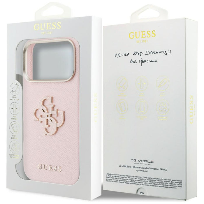 Калъф Guess FW Resin Logo за iPhone 17 Pro Max - Розов