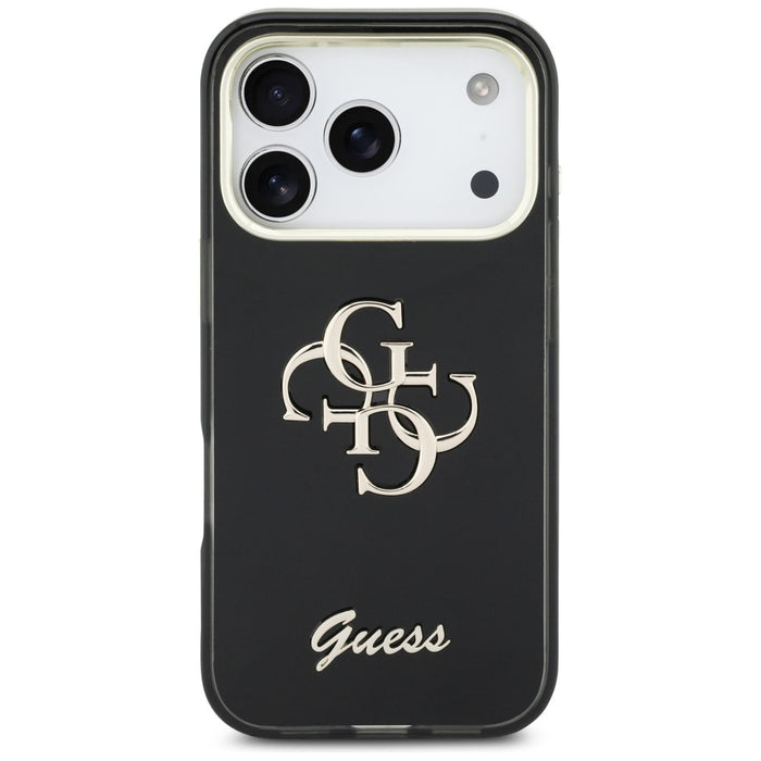 Метален калъф Guess IML 4G Script за iPhone 17 Pro - черен