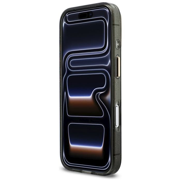 Калъф Guess IML Glitters Script Strap MagSafe за iPhone 17 Pro - черен