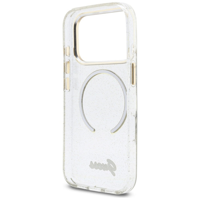 Калъф Guess IML Glitters Script Strap MagSafe за iPhone 17 Pro - прозрачен
