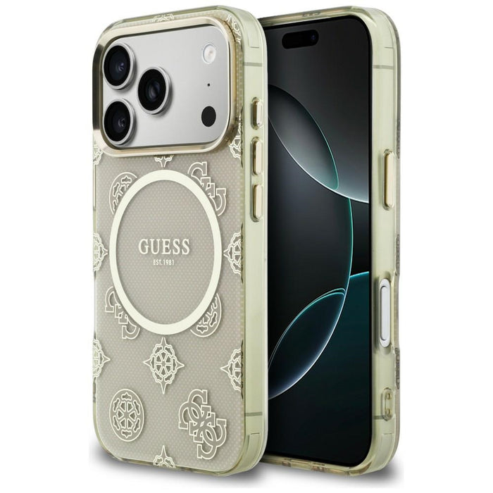 Калъф Guess IML Peony Dot MagSafe за iPhone 17 Pro - бежов