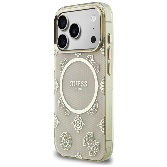 Калъф Guess IML Peony Dot MagSafe за iPhone 17 Pro - бежов