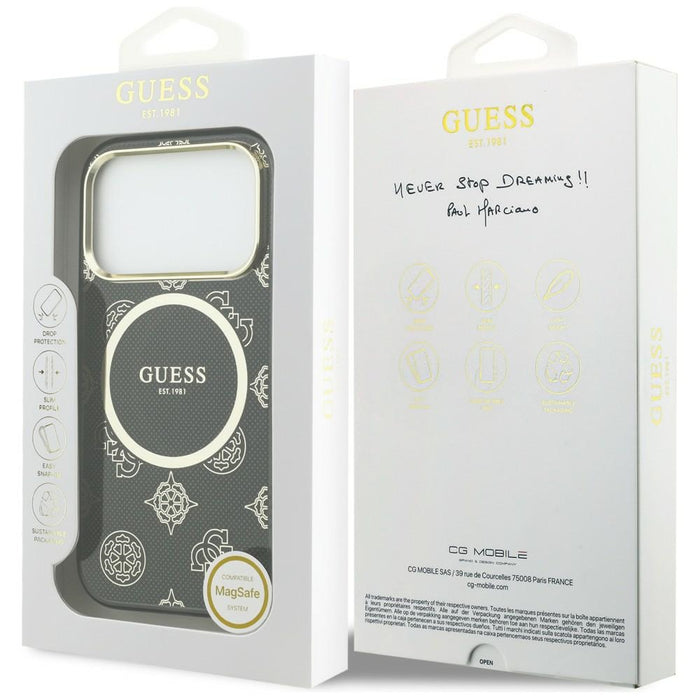 Калъф Guess IML Peony Dot MagSafe за iPhone 17 Pro - черен