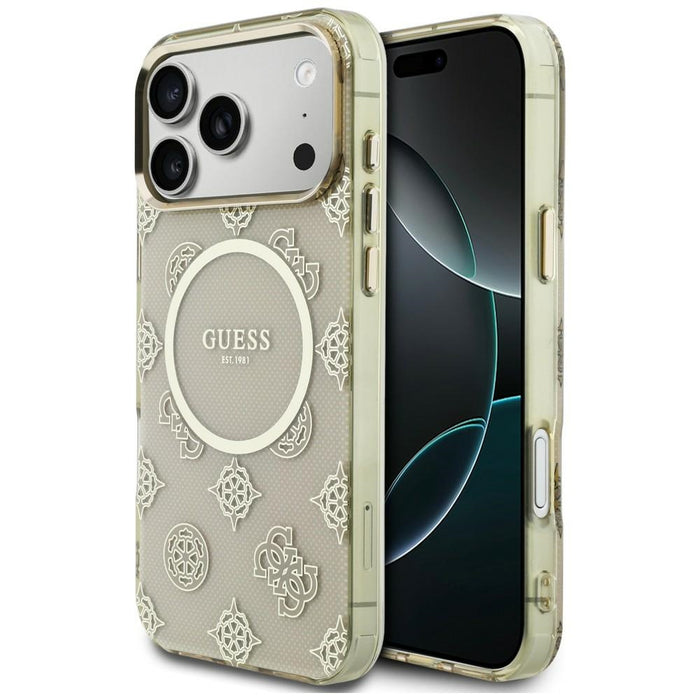 Калъф Guess IML Peony Dot MagSafe за iPhone 17 Pro Max - бежов