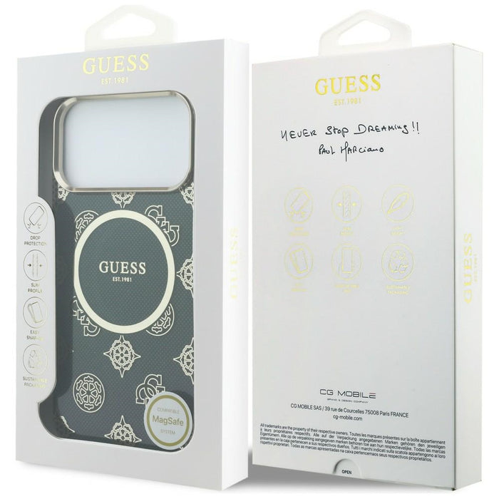 Калъф Guess IML Peony Dot MagSafe за iPhone 17 Pro Max - черен