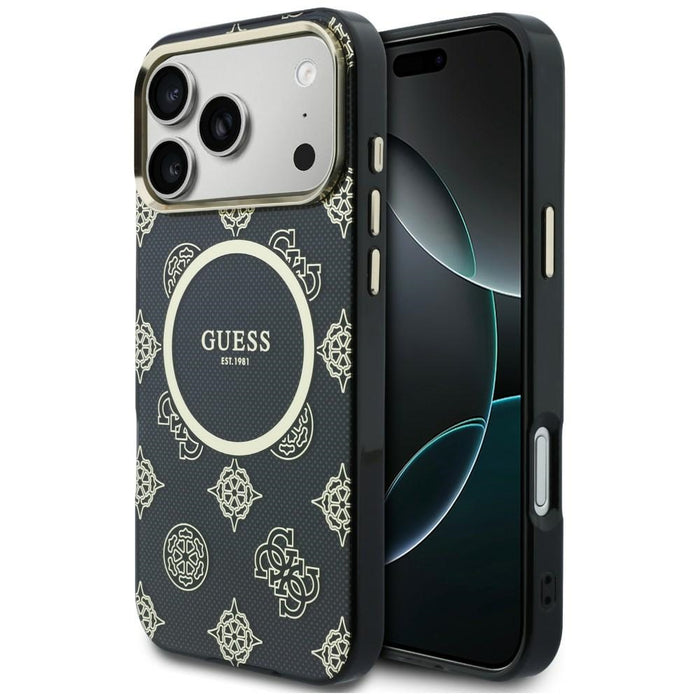 Калъф Guess IML Peony Dot MagSafe за iPhone 17 Pro Max - черен