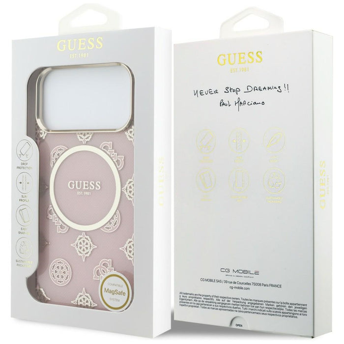 Калъф Guess IML Peony Dot MagSafe за iPhone 17 Pro Max - розов
