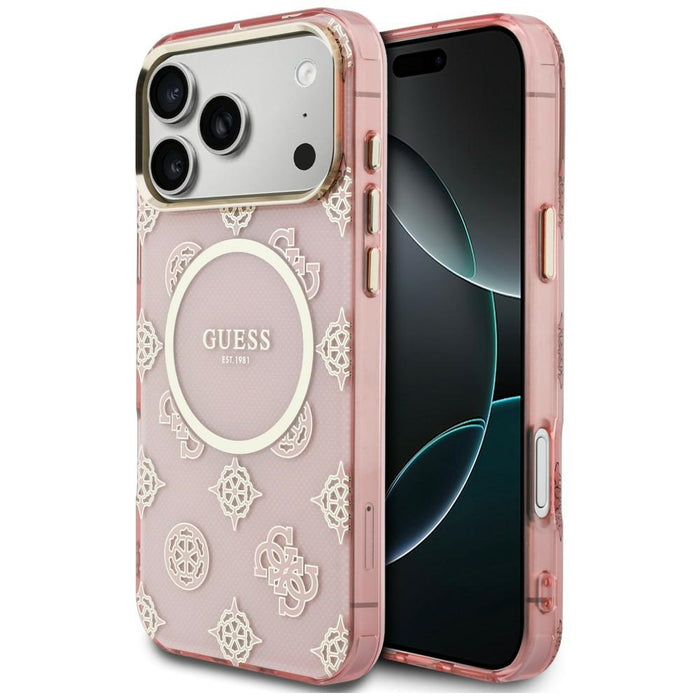 Калъф Guess IML Peony Dot MagSafe за iPhone 17 Pro Max - розов