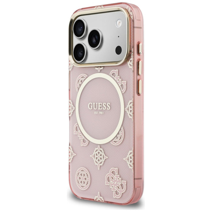 Калъф Guess IML Peony Dot MagSafe за iPhone 17 Pro - розов
