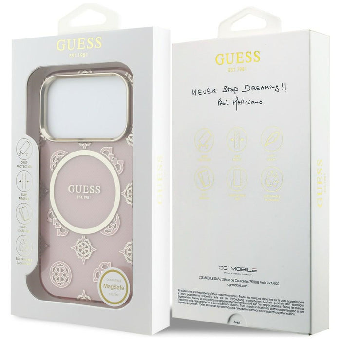 Калъф Guess IML Peony Dot MagSafe за iPhone 17 Pro - розов