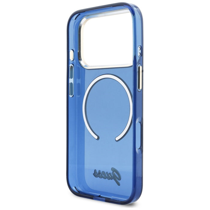 Калъф Guess IML Script Metal MagSafe за iPhone 17 Pro Max - син