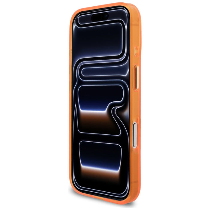 Метален калъф Guess IML Script MagSafe за iPhone 17 Pro Max - оранжев
